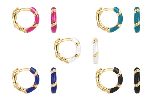 Sterling silver enamel hoop earring