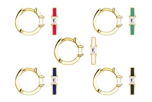 Sterling silver enamel & zirconia hoop earring