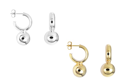 Sterling silver 12mm bead hoop earring