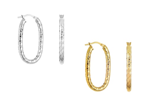 Sterling silver diamond cut hoop earring