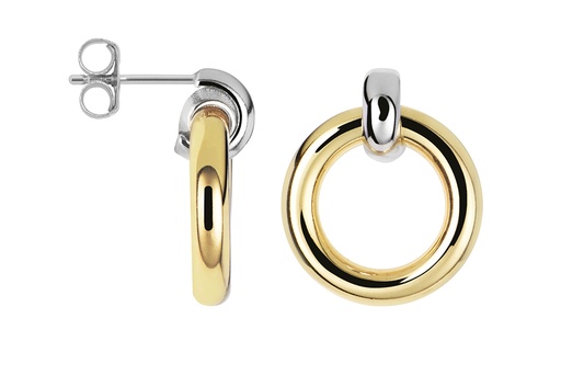 [17259ERDDO] Pendiente plata 925 aro bicolor