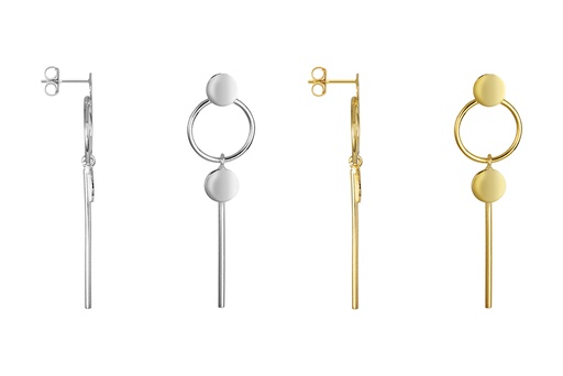 Sterling silver circles long earring