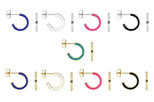 Sterling silver enamel hoop earring