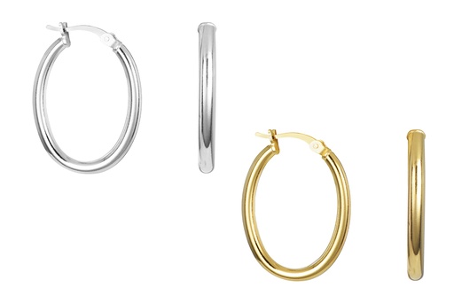 Sterling silver oval 3mm hoop earring