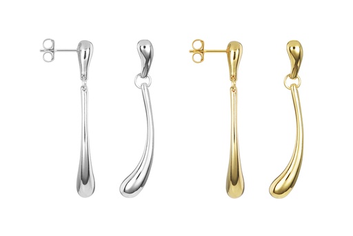 Sterling silver two drops long earring