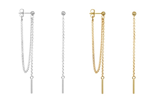 Sterling silver chains long earring