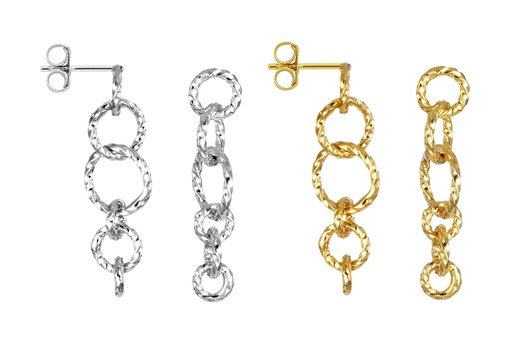 Sterling silver six rings earring