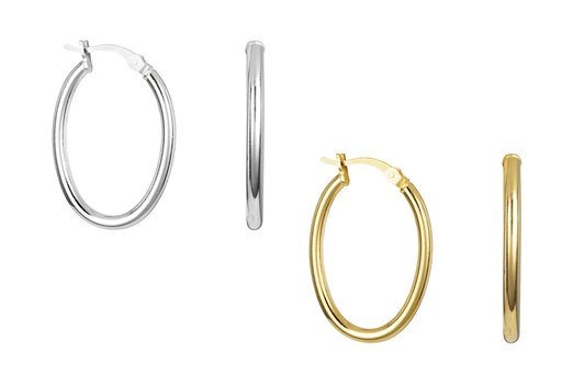 Sterling silver oval hoop earring
