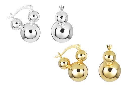 Sterling silver three balls earring