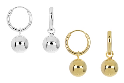 Sterling silver 10mm bead hoop earring