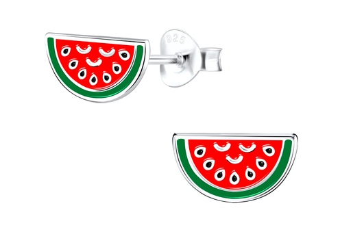 [17404EEREPL] Sterling silver enamel watermelon kids earring