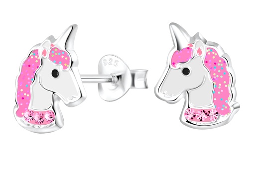 [17413EEROPL] Pendiente plata 925 unicornio 11x8mm de esmalte