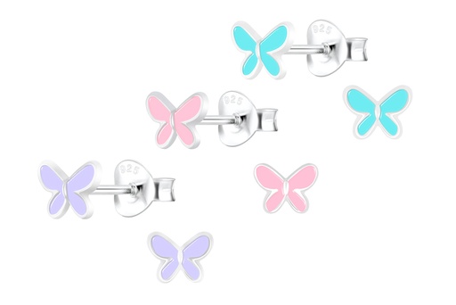 Pendiente plata 925 infantil mariposa 5x6mm de esmalte