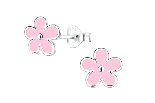 [17454EEROPL] Pendiente plata 925 infantil flor 8x8mm de esmalte