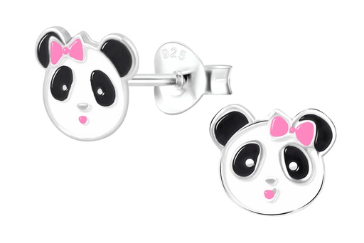 [17457EEBLPL] Pendiente plata 925 infantil panda 7x8mm de esmalte