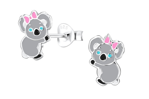 [17459EEGIPL] Pendiente plata 925 infantil koala 10x7mm de esmalte