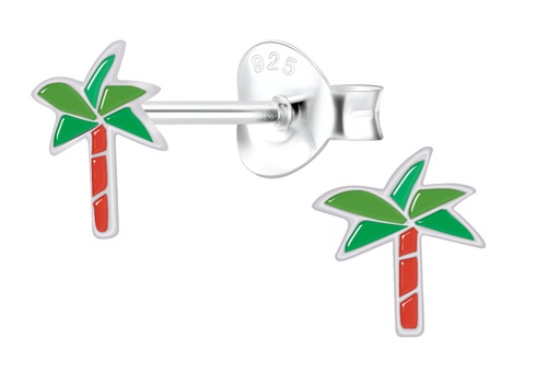 [17462EEMXPL] Pendiente plata 925 infantil palmera 6x6mm de esmalte