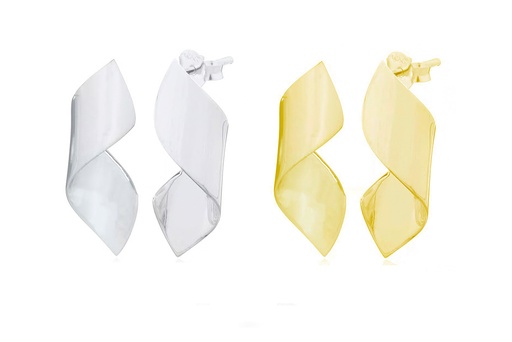 Pendiente plata 925 tirabuzón cinta plana