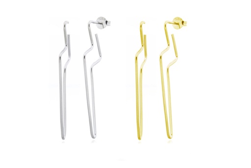 Sterling silver lightning silhouette long earring