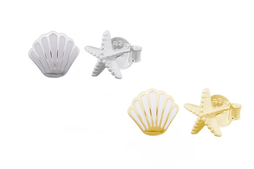 Sterling silver enamel shell earring