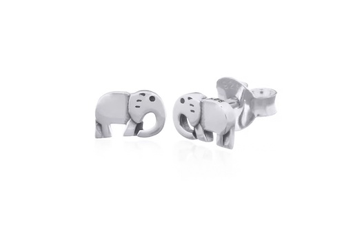 [17527EPL] Sterling silver elephant earring