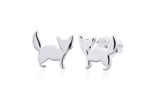 [17530EPL] Pendiente plata 925 gatito 6x7mm