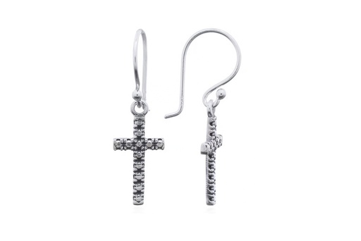 [17531EOX] Sterling silver 15x8mm cross earring