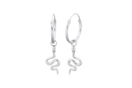 [17533EE120PL] Sterling silver 15x6mm snake hoop earring