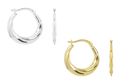 Sterling silver flat hoop earring