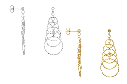 Sterling silver linked rings long earring