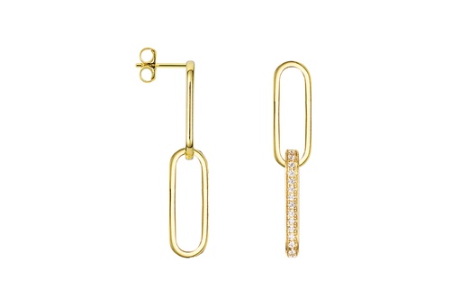 [17553EZBLDO] Sterling silver two links earring