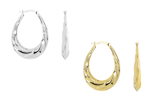 Sterling silver galloned hoop earring