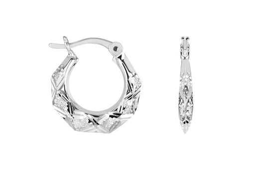 [17557EPL] Sterling silver stamping hoop earring