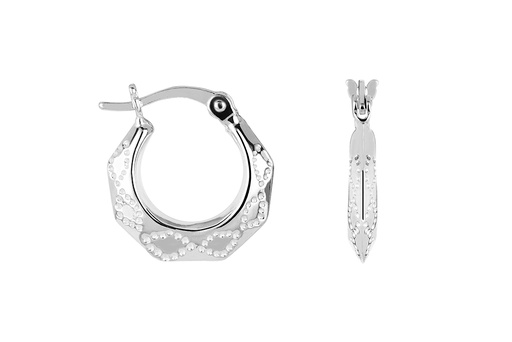 [17558EPL] Sterling silver stamping hoop earring