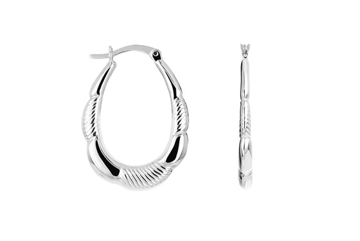 [17560EPL] Sterling silver stamping hoop earring