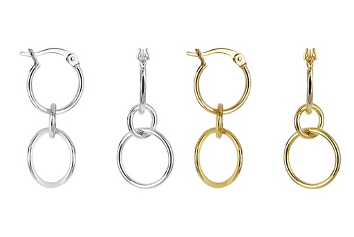 Sterling silver linked rings hoop earring