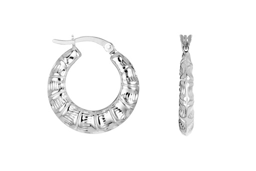 [17571EPL] Sterling silver stamping hoop earring