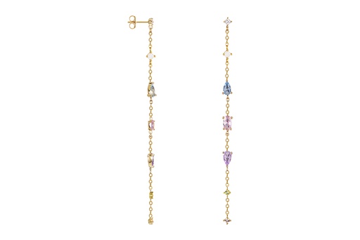 [17579EZMXDO] Sterling silver mix colours zirconia long earring