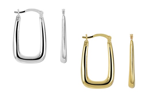 Sterling silver rectangular hoop earring