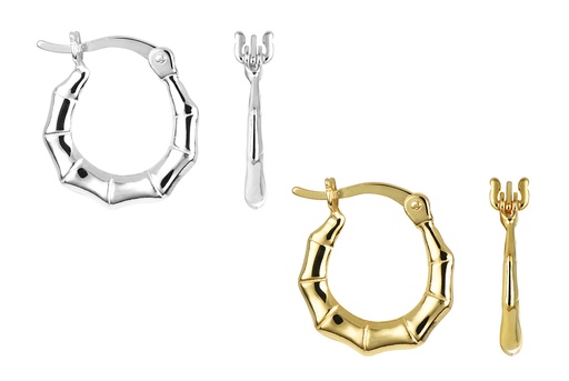Sterling silver bamboo hoop earring
