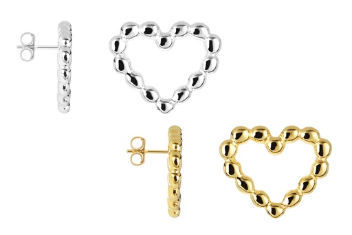 Sterling silver beads heart earring