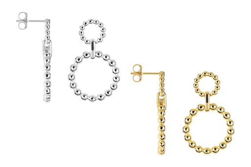 Sterling silver two beads rings earring