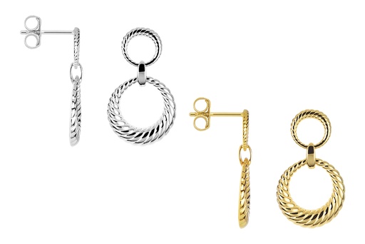 Sterling silver two galloned rings earring