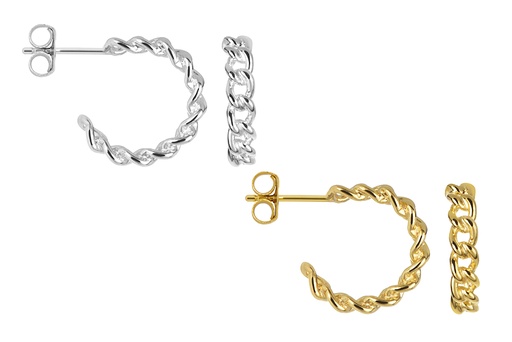 Sterling silver curb chain hoop earring