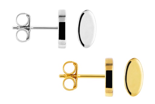 Pendiente plata 925 mini placa oval plana 4x2mm