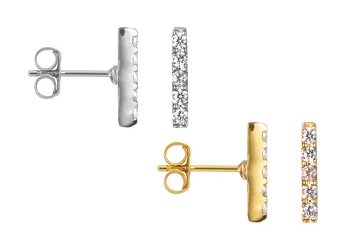 Sterling silver 8x1.5mm zirconia earring