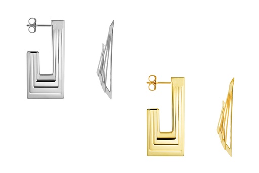 Pendiente plata 925 aro rectangular 3d