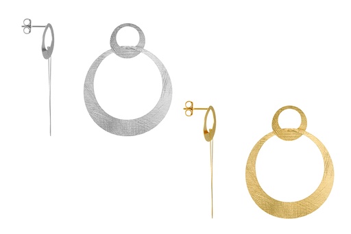 Sterling silver two rings together earring