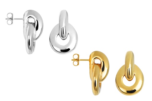 Sterling silver two ovals earring