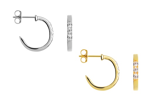 Sterling silver 2mm zirconia hoop earring